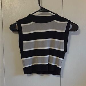 Vintage Black and Grey Fitted Sleeveless Crop Top